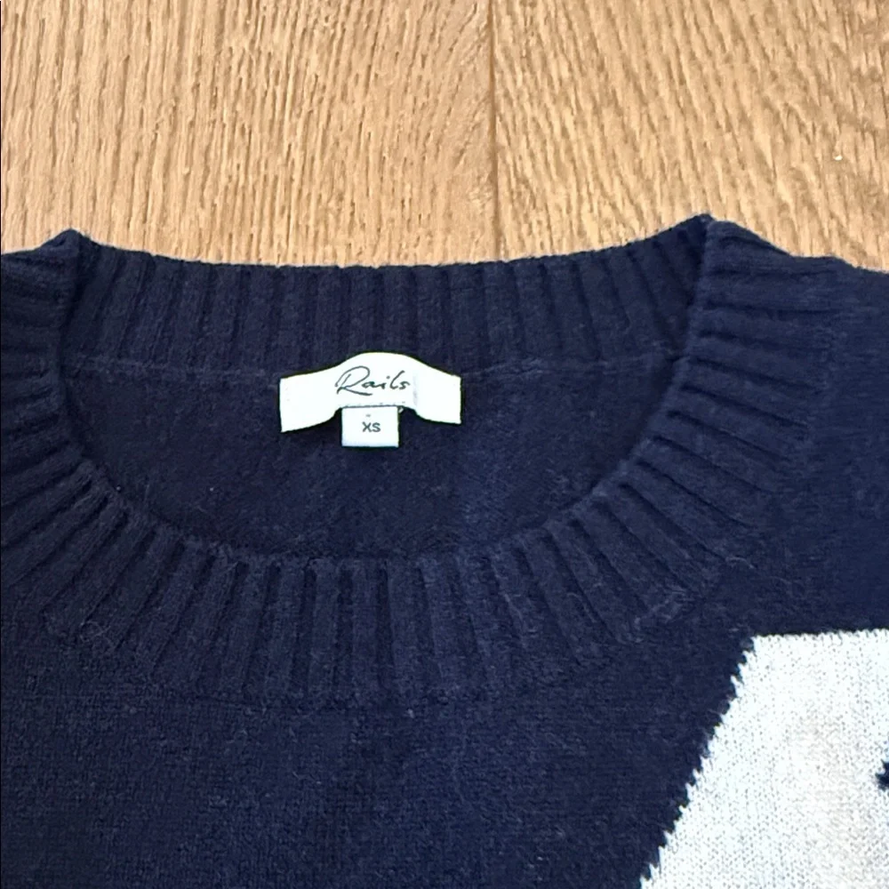 Rails Presley Navy Lightning Bolt Cashmere Sweater - XS